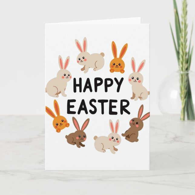 Glad påsk Kanin Cirkulär Kort (Framsida)