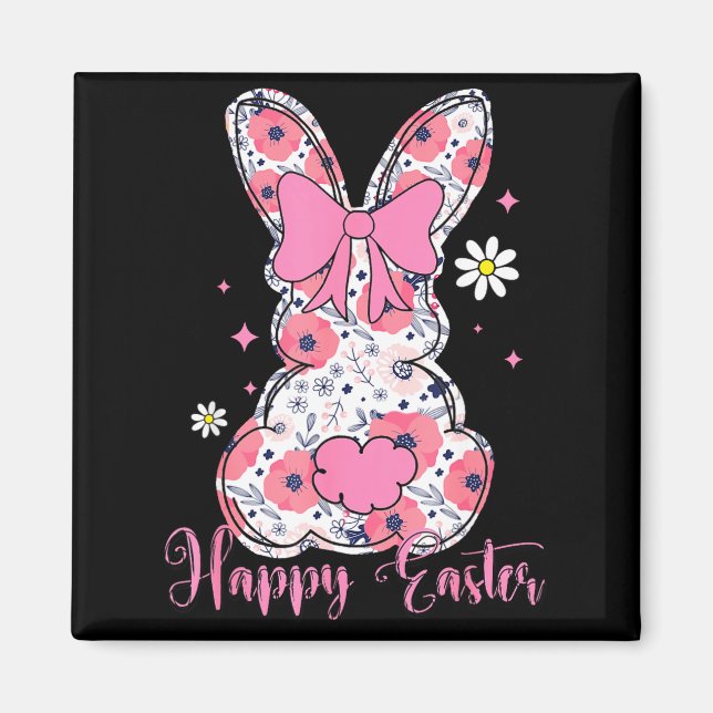 Glad Påsk Kanin Coquette Bow Bunny Kvinnor Flicka Magnet (Framsidan)
