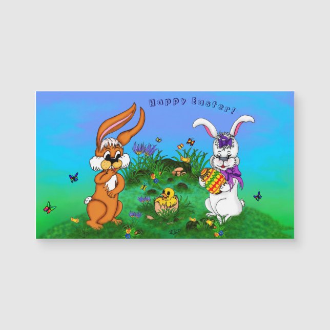 Glad påsk! Kanin med Bunny och Chick (Framsida)