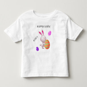Glad påsk kanin och stripe ägget småbarn t-shirt. t shirt