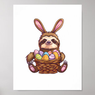 Glad påsk Kanin Påskägg Basket Sloth Easte Poster