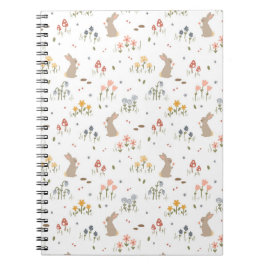 Glad påsk- kanin vilda blommor söta barn semester anteckningsbok