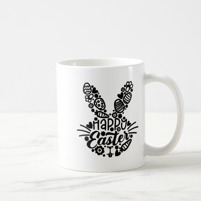 Glad påsk, kaninansikte män kvinnor barn söta påsk kaffemugg (Höger)