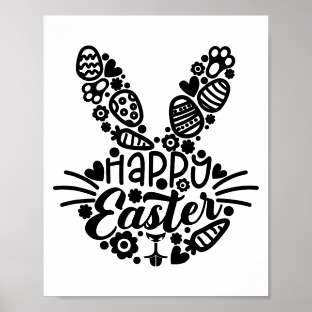 Glad påsk, kaninansikte män kvinnor barn söta påsk poster (Framsidan)