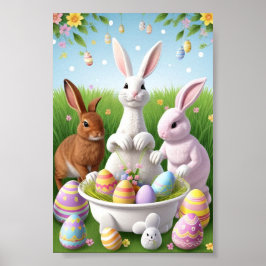 Glad påsk-kaniner poster