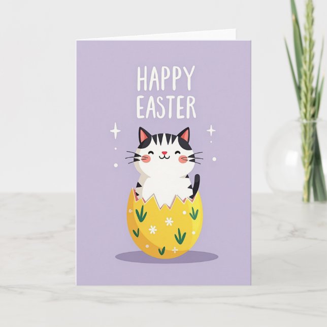 Glad Påsk Katt Ägg Kort (Framsida)