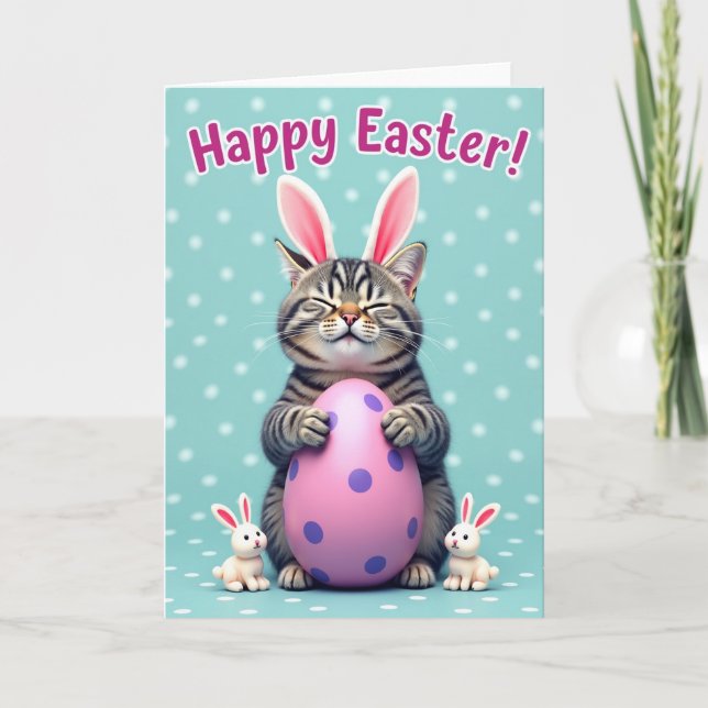 Glad Påsk Katt Egg Kort (Framsida)