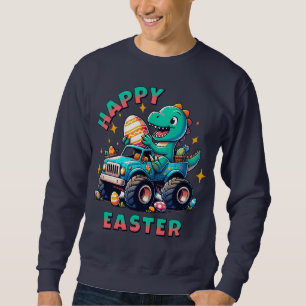 Glad påsk Kawaii Baby Dinosaur Monster Lastbil Lång Ärmad Tröja