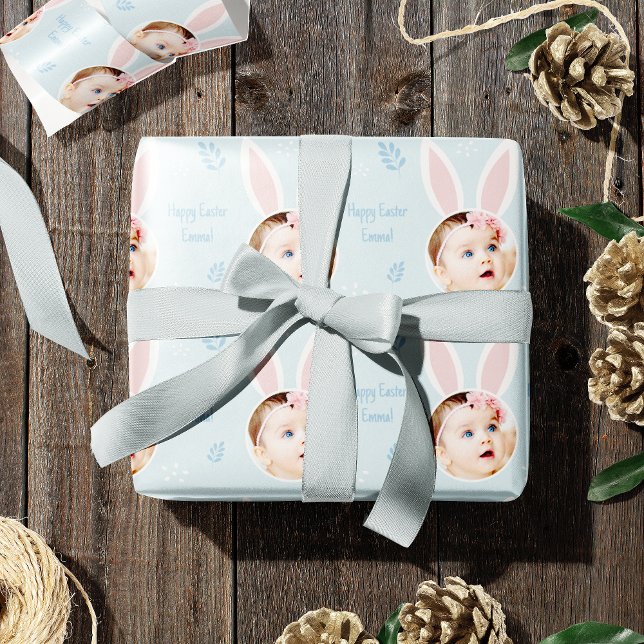 Glad påsk Kid Photo med Bunny Öron Presentpapper (Skapare uppladdad)