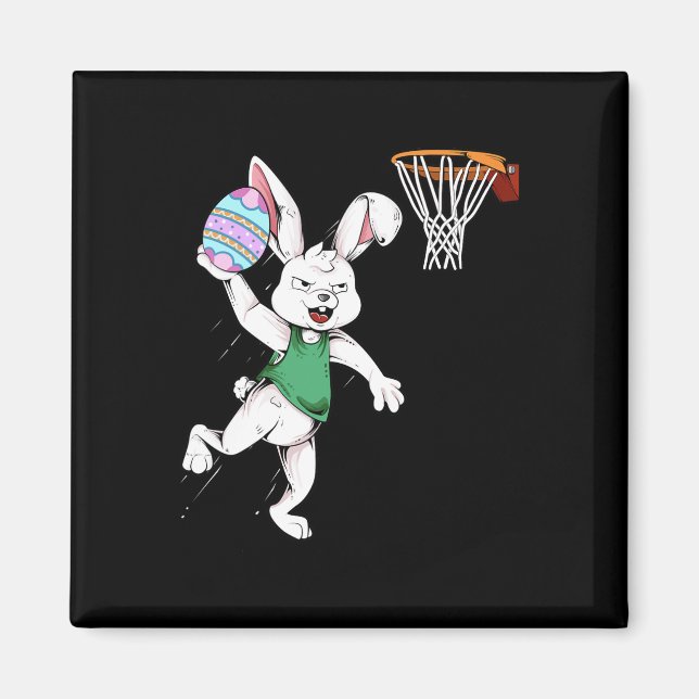 Glad påsk Kids Boys Bunny Dunk Basketball Öster Magnet (Framsidan)