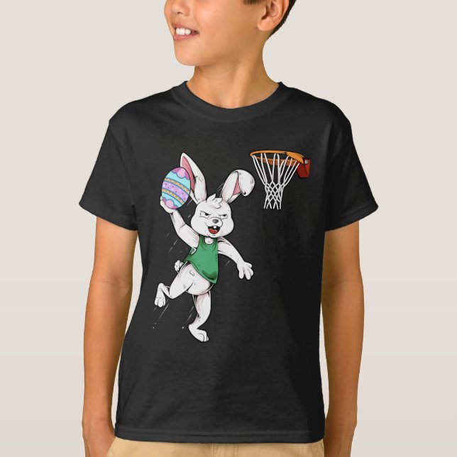 Glad påsk Kids Boys Bunny Dunk Basketball Öster T Shirt (Framsida)