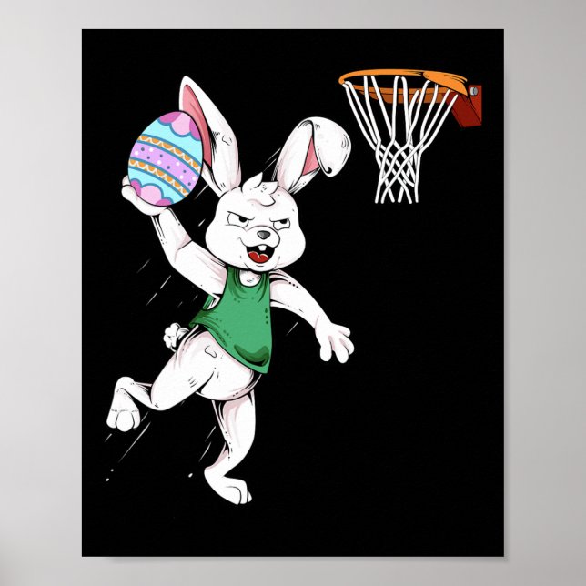 Glad påsk Kids Boys Bunny Dunk Bysketbyll Easte Poster (Framsidan)