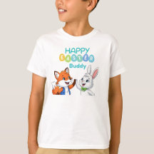 Glad påsk kompis Söt kanin och räv barn t-shirt