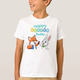 Glad påsk kompis Söt kanin och räv barn t-shirt