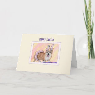 Glad påsk-kort, Corgi hund in tutu & bunny öron Helgkort