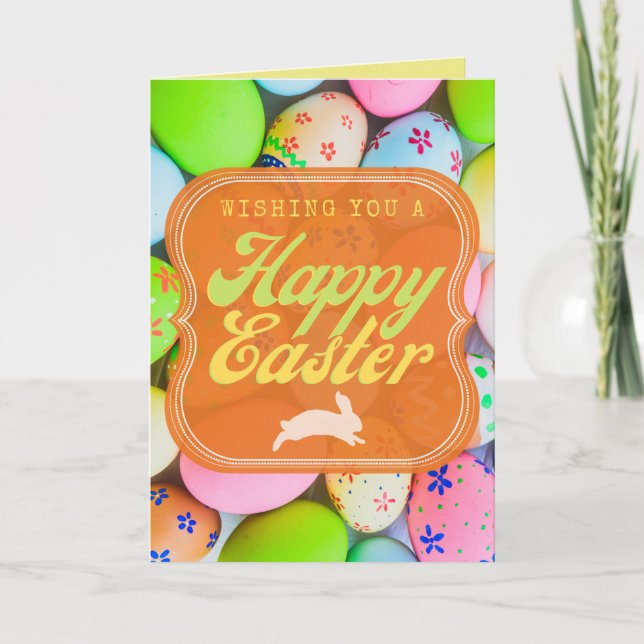 Glad påsk-kort för Bright Retro Stil Tack Kort (Framsida)