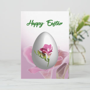 Glad påsk-kort med ägg- och vattenfärgsblomma julkort