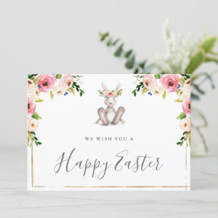 Glad påsk-kort med Blommigt Bunny Inbjudningar