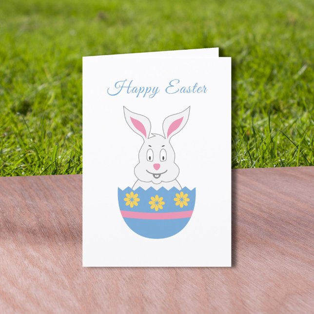 Glad påsk-kort med Bunny & Egg Tack Kort (Happy Easter Card with Bunny & Egg )