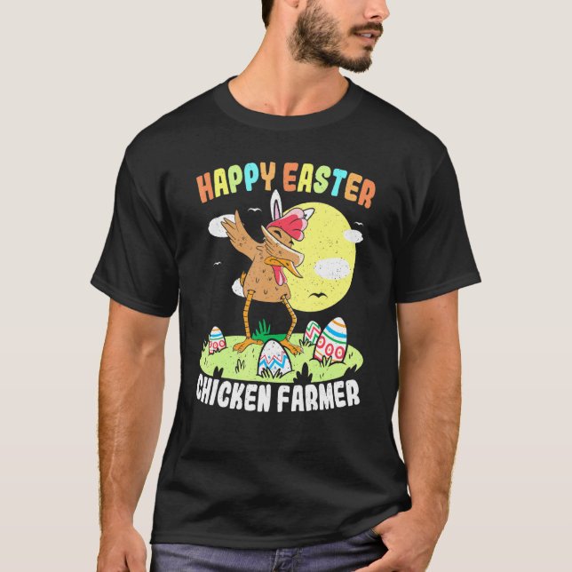 Glad påsk Kycklingbonde Påskdag Dabbing Ägg T Shirt (Framsida)