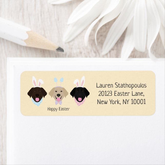 Glad påsk Labrador Retriever Hundar Returadress Etikett (Insitu)