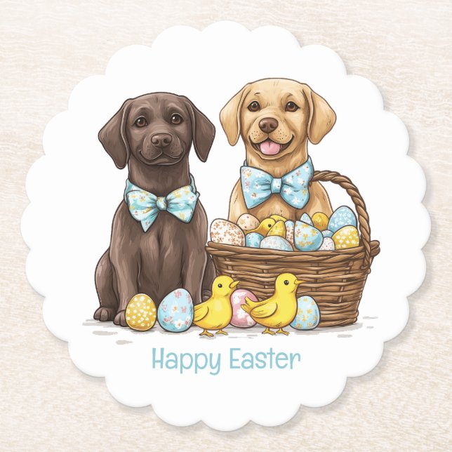 Glad påsk Labrador Retriever Hundar Underlägg Papper (Framsida)