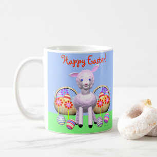 Glad påsk Lamb och Basket Kaffemugg