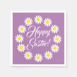 Glad påsk lavender-skript söt daisy glad pappersservett
