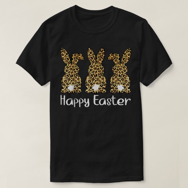 Glad påsk Leopard Print Bunnies  T Shirt (Design framsida)