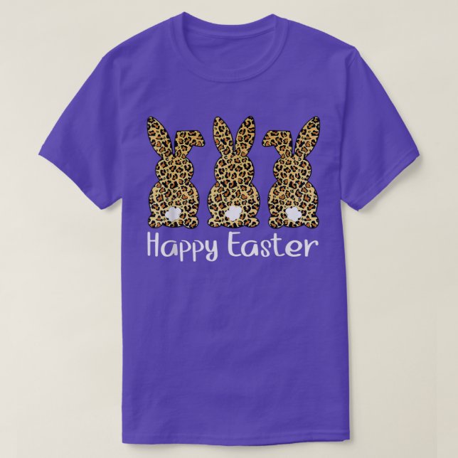 Glad påsk Leopard Print Bunnies T Shirt (Design framsida)