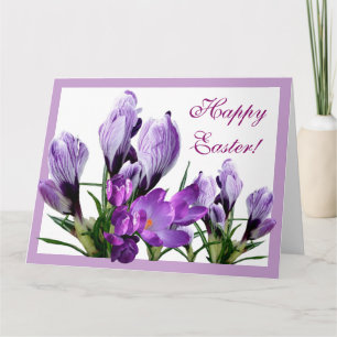 Glad påsk lila crocus boho blommigt söt kort