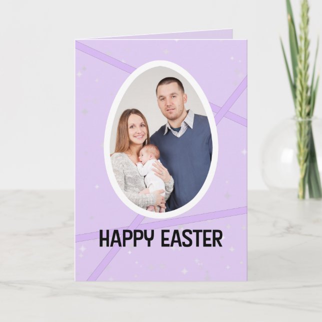 Glad påsk Lila Egg Ram Ditt Anpassningsbar-foto Helgkort (Framsida)