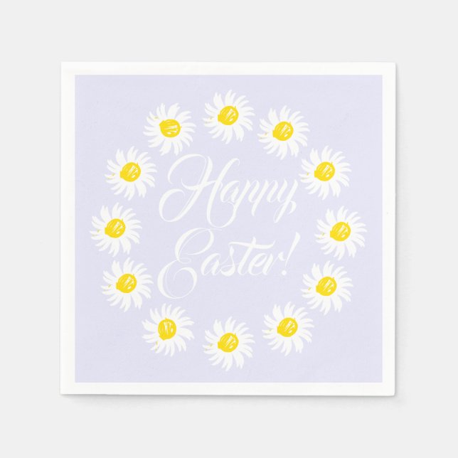 Glad påsk lilac-skript söt daisy glad pappersservett (Framsidan)