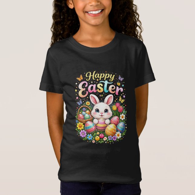 Glad påsk lilla kanin t shirt (Framsida)