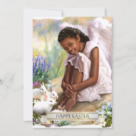 Glad påsk. Little Angel med Bunnies Flat Cards Julkort