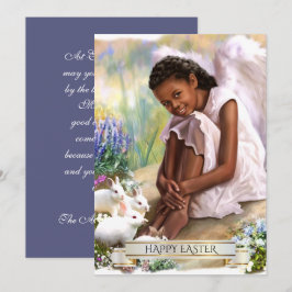 Glad påsk. Little Angel med Bunnies Flat Cards Julkort
