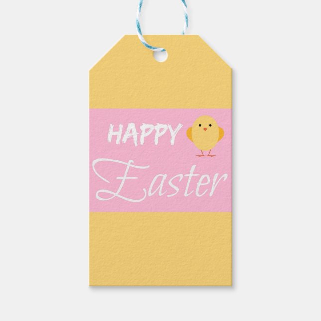 Glad påsk Little Chick Gult Presentetikett (Framsidan)
