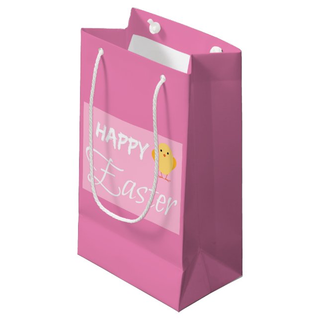 Glad påsk Little Chick Rosa Small Gift Bag (Framsidan Vinklad)