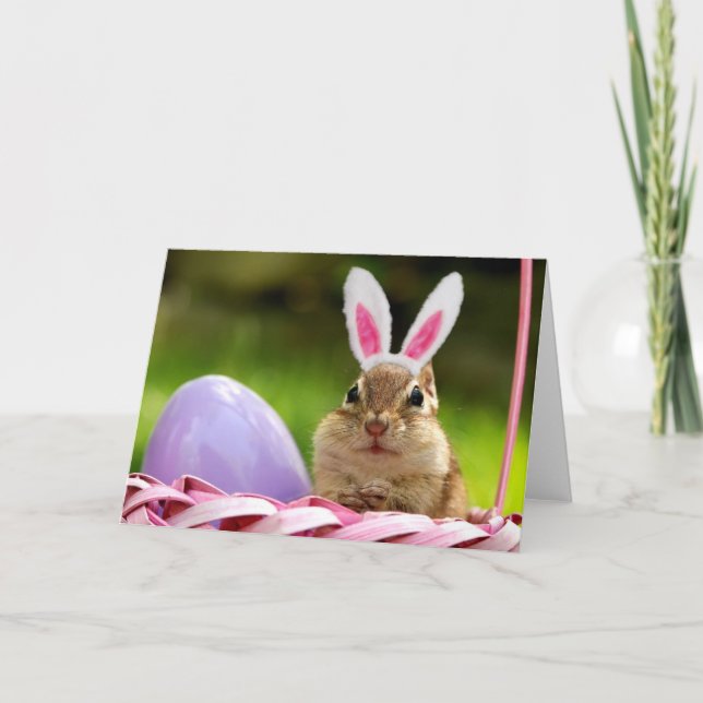 Glad påsk Little Chipmunk Helgkort (Framsida)