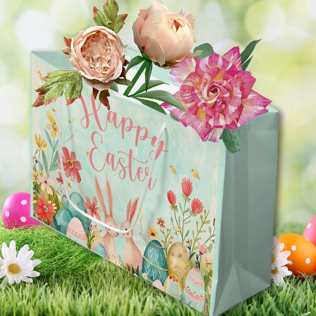 Glad påsk ljust grönt vattenfärg (Happy Easter light green watercolor Large Gift Bag)