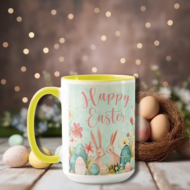 Glad påsk ljust grönt vattenfärg mugg (Happy Easter light green watercolor Mug)