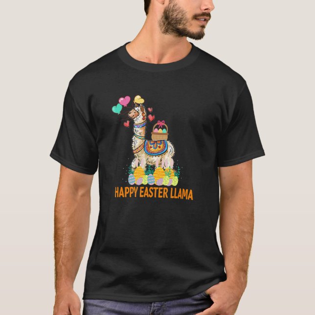 Glad påsk Llama Bunny Funny Eggs Hunting Kids B T Shirt (Framsida)