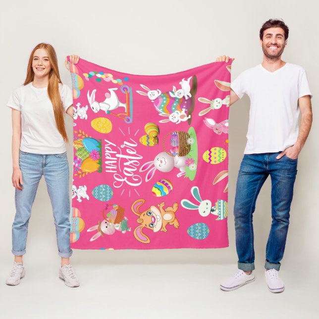 Glad påsk ,luddig Önskemål och färgstark Fleecefilt (På plats)