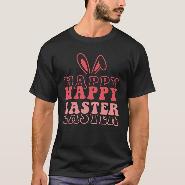 Glad påsk Lycklig Bunny T Shirt (Framsida)