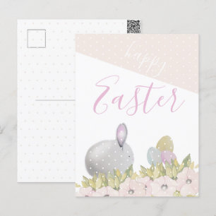 Glad påsk Lycklig Bunny Watercolor Helg Vykort