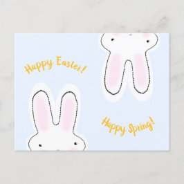 Glad påsk Lycklig Vår gult-skript, söt bunny Vykort