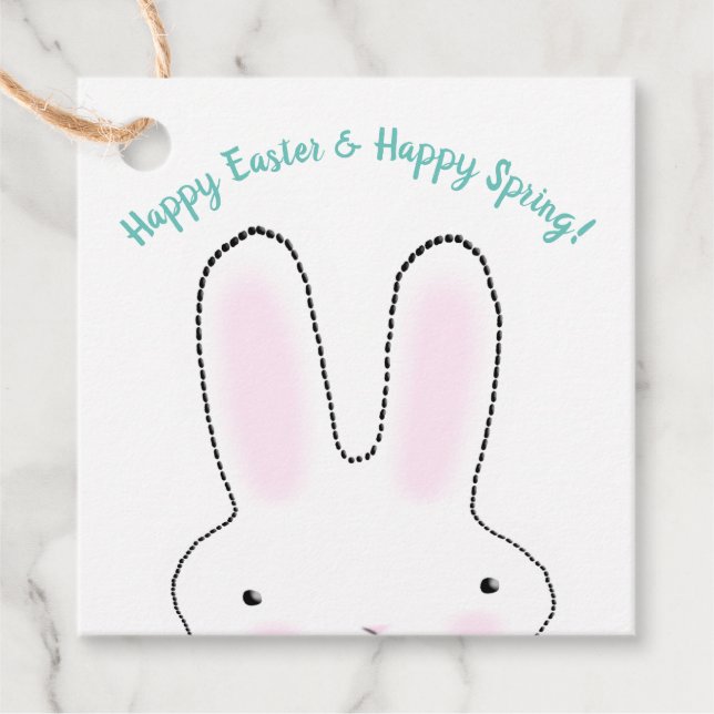 Glad påsk Lycklig Vår, söt Påskhare anpassningsbar Gåvor Etiketter (Framsida)
