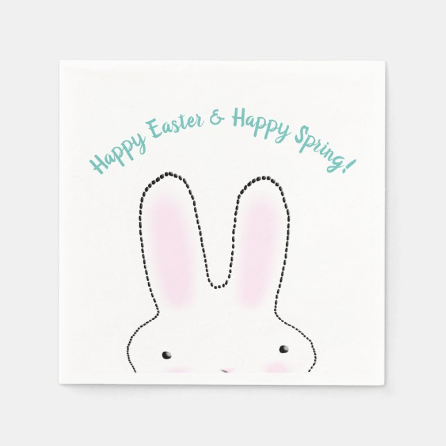 Glad påsk Lycklig Vår, söt Påskhare anpassningsbar Pappersservett (Framsidan)