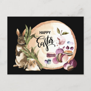 Glad påsk Macaroons Bunnies med Vår Fruit Helg Vykort