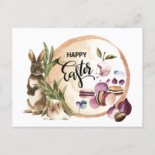 Glad påsk   Macaroons Bunnies med Vår Fruit Helg Vykort